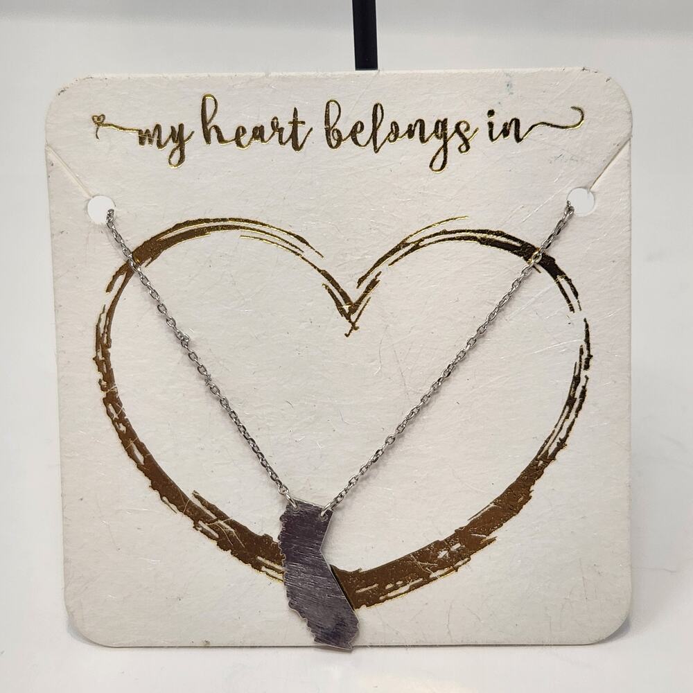 My Heart Belongs In California Pendant Chain Necklace Silver Tone Francescas New
